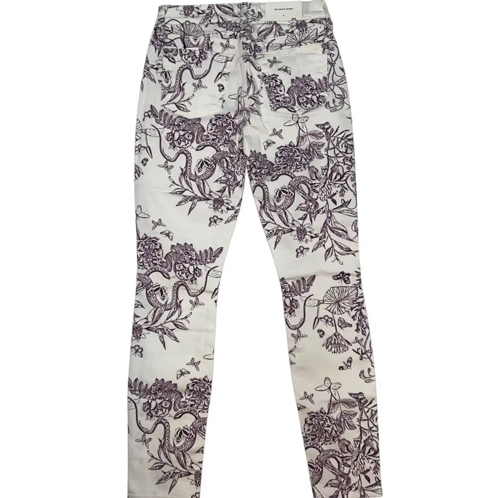 7 FOR ALL MANKIND Ankle Skinny Floral Pattern Denim Jeans
